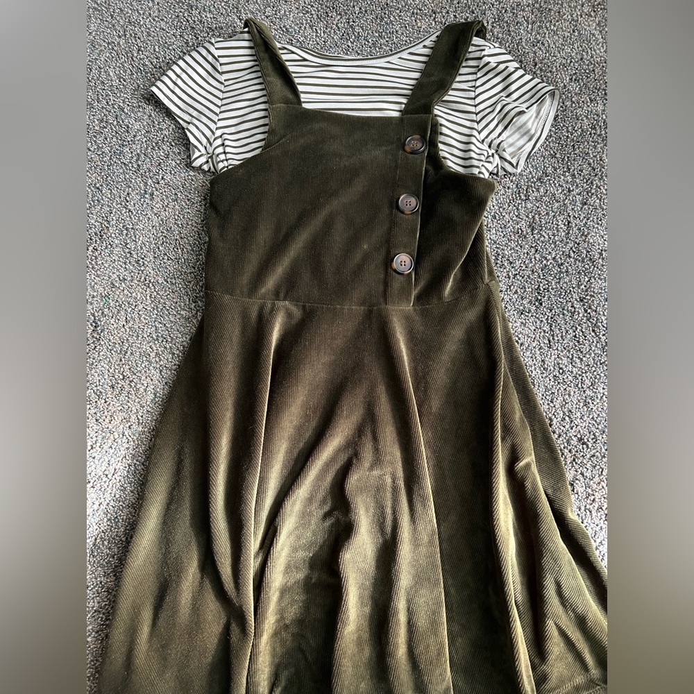 2pc Green Velvet Dress
